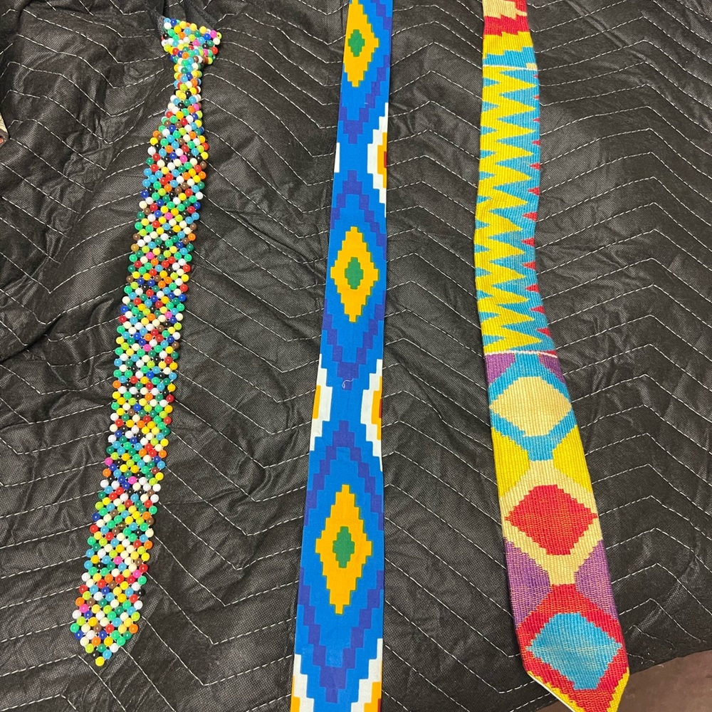 African hand woven kente/ bead ties/ fabric ties